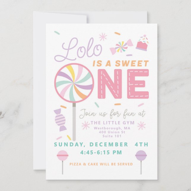 Sweet One First Birthday customisable Invitation (Front)