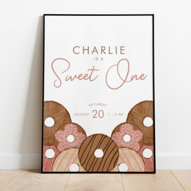 Sweet One First Birthday Doughnut Girl's Party Pos Poster (Creator Uploaded)