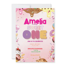 Sweet One First Birthday Invitation | Candy-Themed