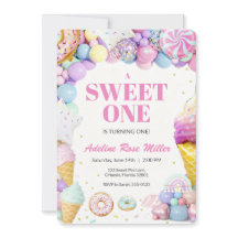 Sweet One First Birthday Invitation | Pastel Dough