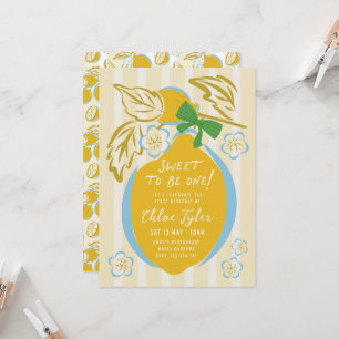 Sweet One First Birthday Invite Boy Lemon 1st