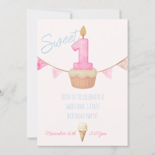 Sweet One First Birthday Party Invite