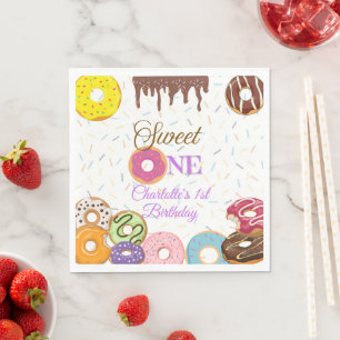 Sweet One First Birthday Party Napkins   Customise
