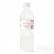 Sweet One First Birthday Photo Water Bottle Label