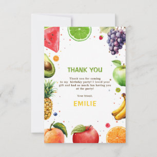Sweet One Fruit 1st Birthday Bash, Summer Party Thank You Card