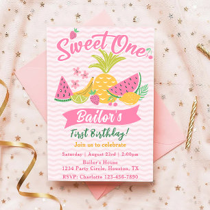 Sweet One   Fruit Party Birthday Invitation