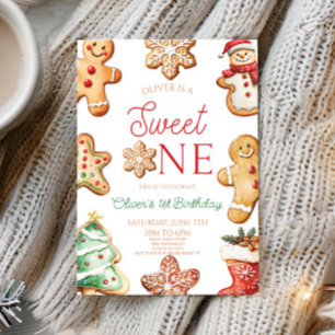 Sweet One Gingerbread Cookie 1st Birthday Party Invitation