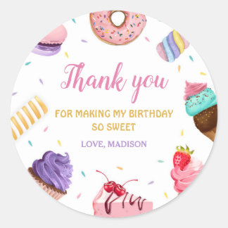 Sweet One Girl 1st Birthday Classic Round Sticker