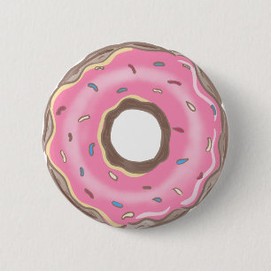Sweet One Girl Pink Doughnut Birthday Favours Butt 6 Cm Round Badge