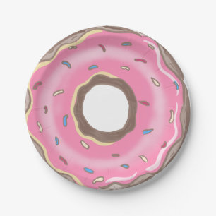 Sweet One Girl Pink Doughnut Birthday  Paper Plate