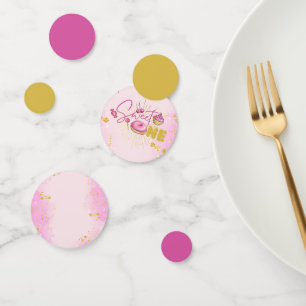 Sweet One Girl's 1st Birthday Pink Gold Desserts Confetti