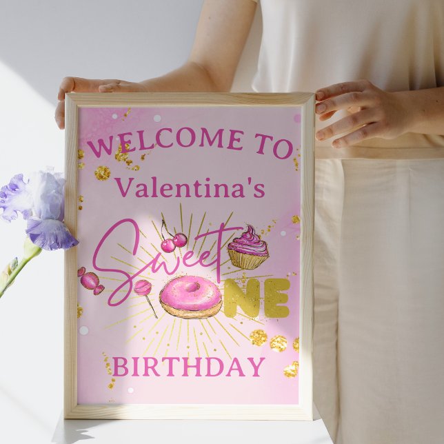 Sweet One Girl's 1st Birthday Sweets Welcome Sign (Creator Uploaded)