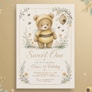 Sweet One Honey Bear 1st Birthday Invitation