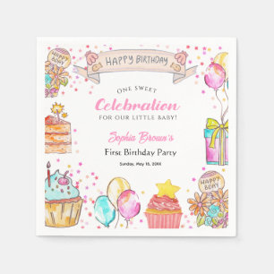 Sweet One Ice Cream 1st Birthday Party Napkin