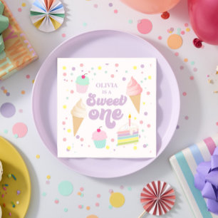 Sweet One Ice Cream and Cake 1st Birthday Napkin