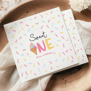 Sweet One Ice Cream First 1st Birthday Party Napkin
