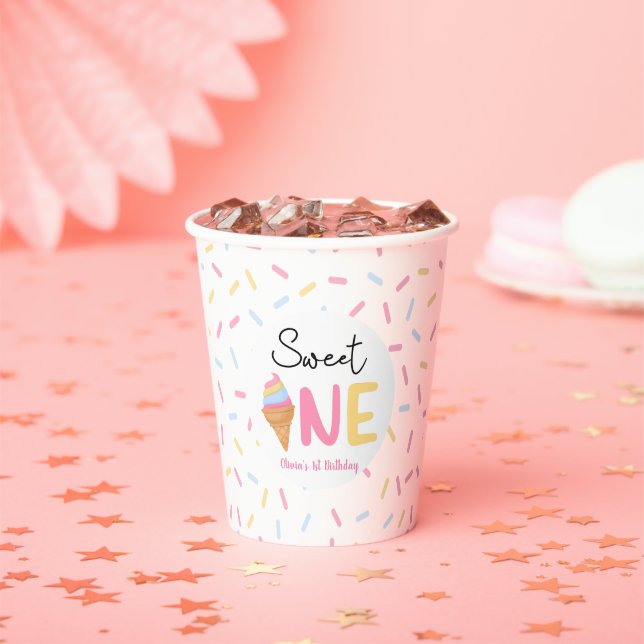 Sweet One Ice Cream First 1st Birthday Party Paper Cups (Insitu)