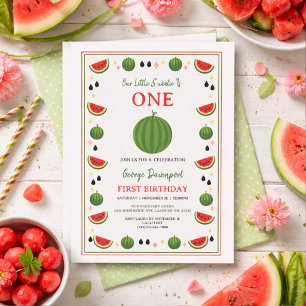 Sweet One in a Melon Watermelon 1st Birthday Party Invitation