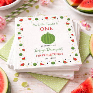 Sweet One in a Melon Watermelon 1st Birthday Party Napkin