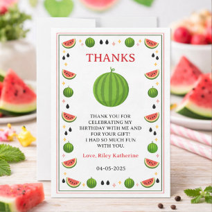 Sweet One in a Melon Watermelon 1st Birthday Party Thank You Card