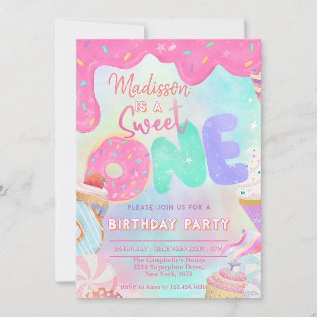 Sweet one invitation (Front)