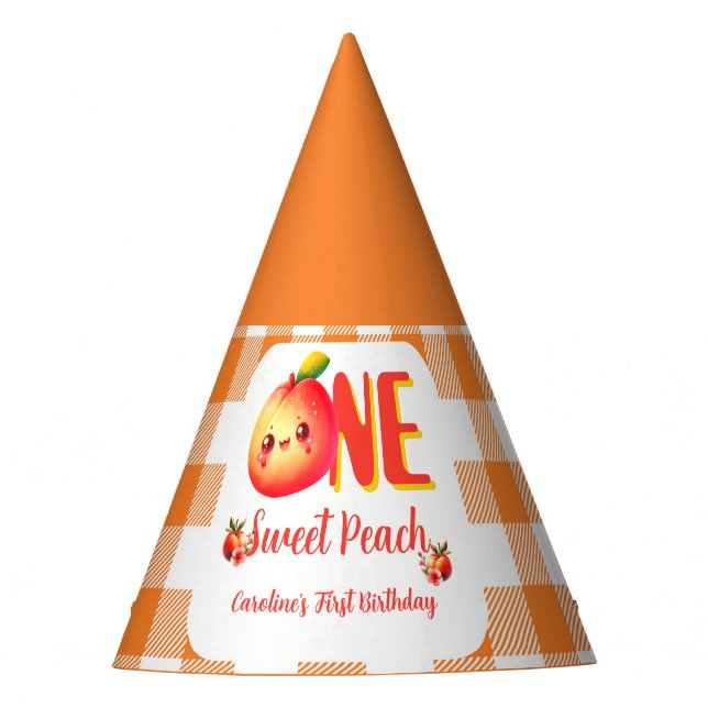 Sweet One Peach Birthday Party Hat (Front)
