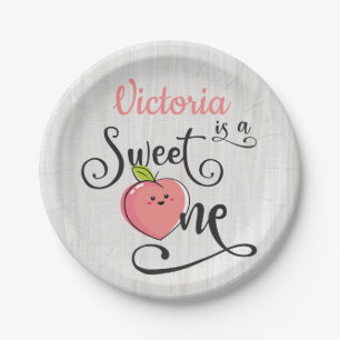 Sweet One Peach Birthday Party paper plates
