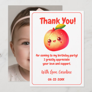 Sweet One Peach Birthday Thank You Card