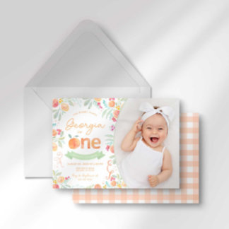 Sweet One Peach First Birthday Invitation