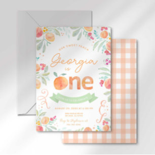 Sweet One Peach First Birthday Invitation
