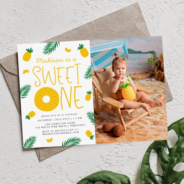 Sweet One Pineapple 1st Birthday Party Invitation (Creator Uploaded)