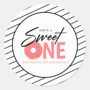 Sweet One Pink Doughnut 1st Birthday Classic Round Sticker
