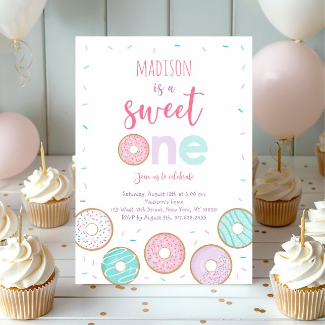 Sweet One Pink Doughnut First Birthday Invitation (Creator Uploaded)
