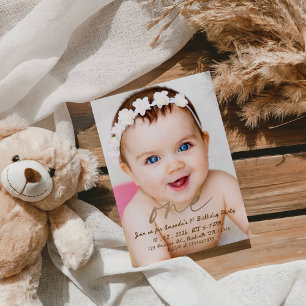 Sweet One Pink First Birthday Party Invitation