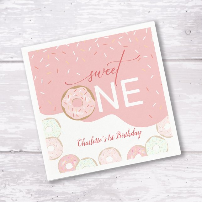 Sweet One Pink Frosting Girl's First Birthday Napkin (Creator Uploaded)