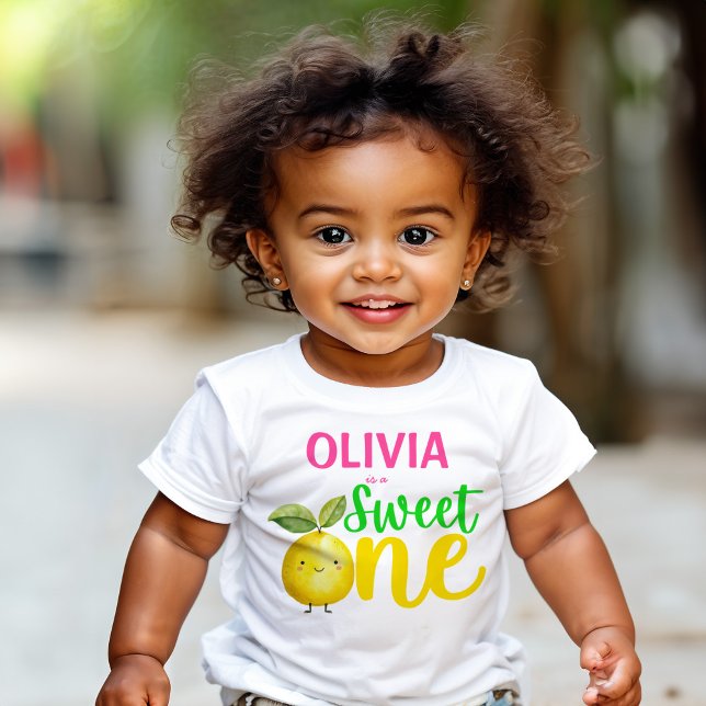 Sweet one pink lemonade birthday party baby T-Shirt (Sweet one pink lemonade birthday party cute lemon  personalized name T-Shirt party supplies)
