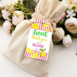 Sweet one pink lemonade birthday party gift tags