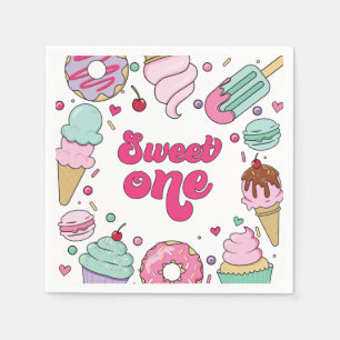 Sweet One Sprinkles Ice Cream and Cake Birthday Napkin