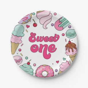 Sweet One Sprinkles Ice Cream and Cake Birthday Paper Plate