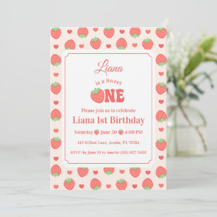 Sweet One Strawberry Girl’s 1st Birthday Party Invitation