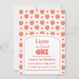 Sweet One Strawberry Girl’s 1st Birthday Party Invitation