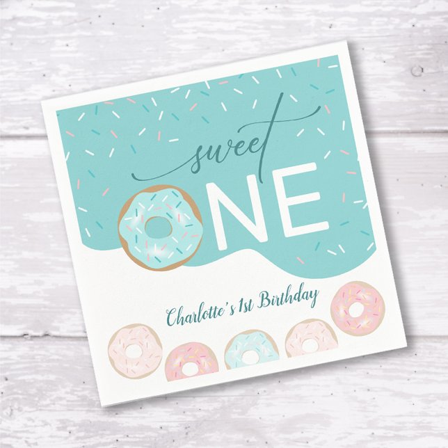 Sweet One Teal Frosting Girl's First Birthday  Napkin (Creator Uploaded)
