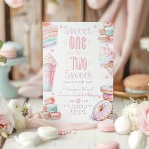 Sweet One Two Sweet joint girls birthday Invitation