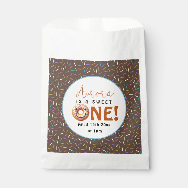Sweet One watercolor cute doughnuts 1st birthday Favour Bags (Front)