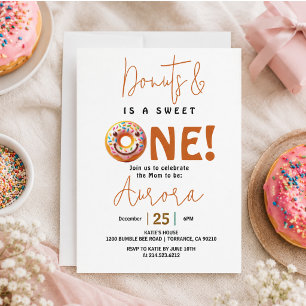 Sweet One watercolor cute doughnuts 1st birthday Invitation