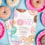 Sweet One watercolor cute doughnuts 1st birthday  Invitation<br><div class="desc">Ready to sprinkle some sweetness to your little one's big day? Our pastel watercolor cute doughnuts invitations are the perfect icing on the cake! Let's celebrate the first of many delicious years to come. Featuring cute doughnuts in chocolate, pink, heart sprinkles, glazed, doughnut cut out from 1. She is a...</div>