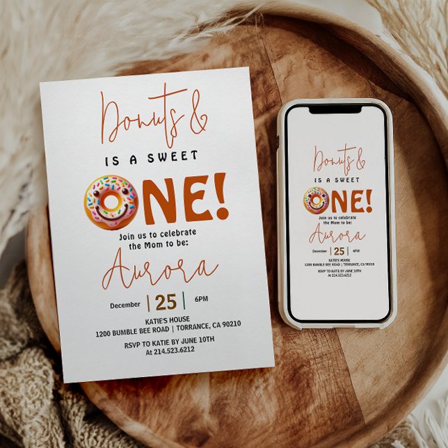 Sweet One watercolor cute doughnuts 1st birthday Invitation (Creator Uploaded)