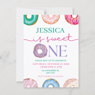 Sweet One watercolor donuts 1st birthday  Postcard