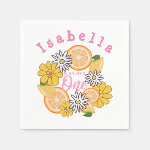 Sweet One Yellow Lemon First Birthday Napkin