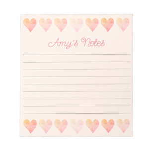 Sweet Orange and Pink Hearts Notepad